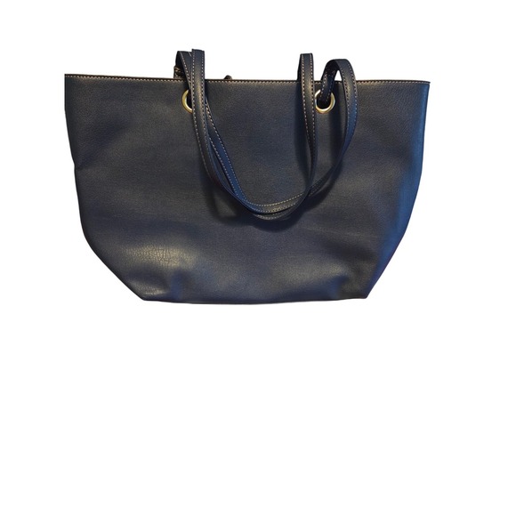 Liz Claiborne Navy Blue Striped Tote Bag Purse Shoulder Bag - Picture 3 of 4